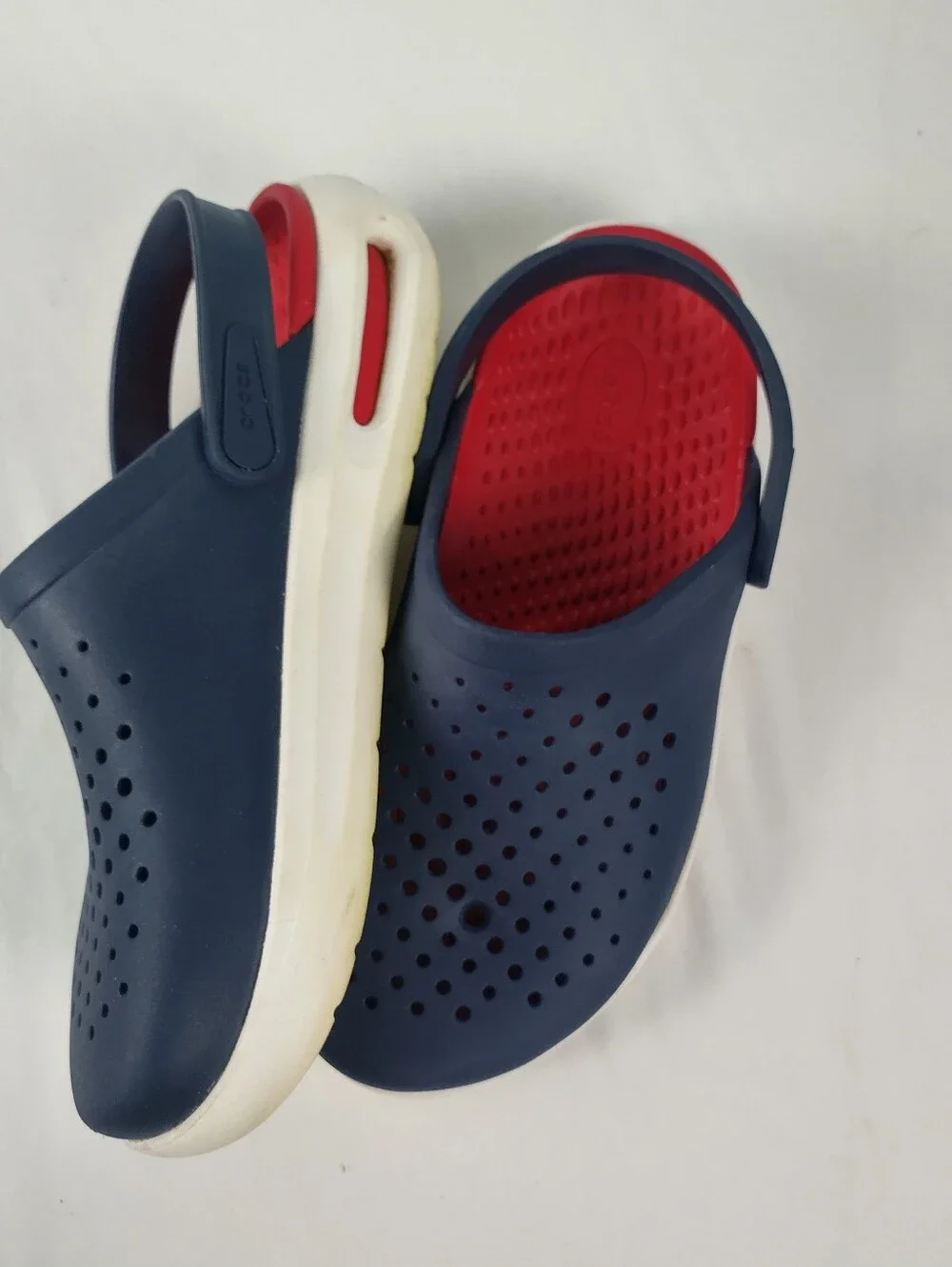 Crocs LITERIDE Men's 8/Women 10 360 Clogs Unisex Navy US Red Blue Slide On